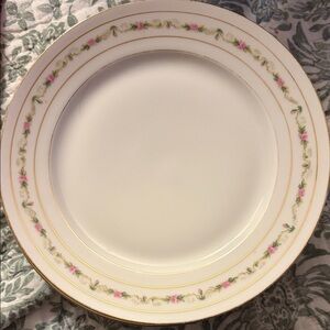 Altrohlau set of 6 pink rose band salad plate - Moritz Zdekauer Austria.Rare